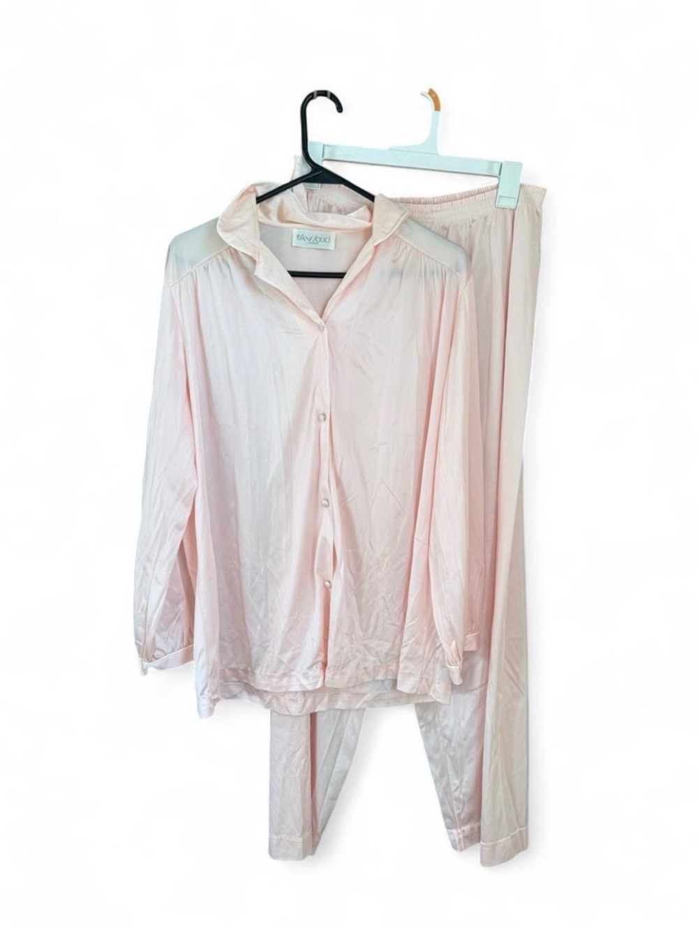 Sans Souci Pale Pink Satin Button-Front Pajama Set